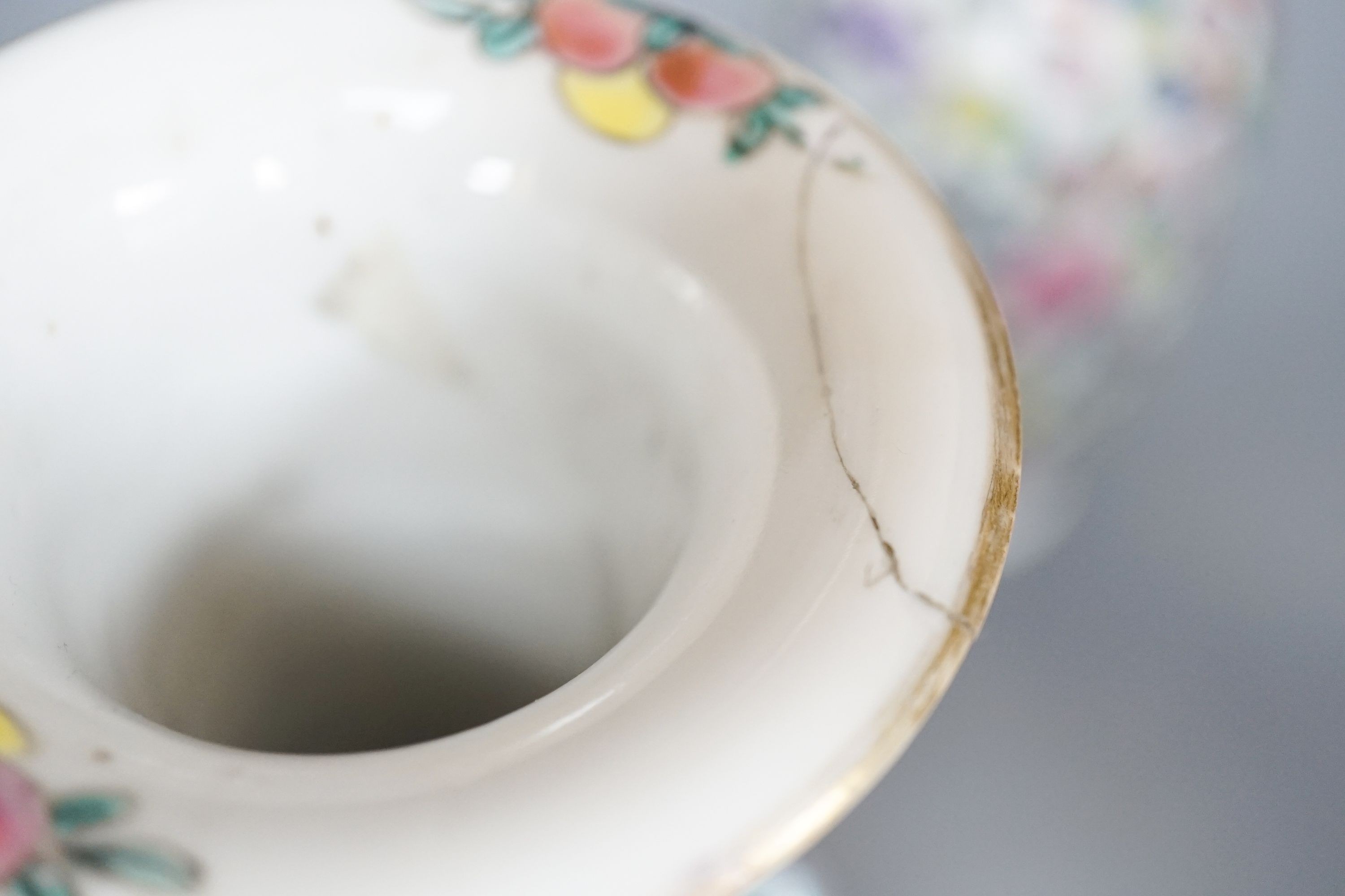 A Chinese famille rose ‘phoenix’ vase and another famille rose vase 30cm